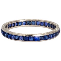 Antique Art Deco Sapphire and Platinum Eternity Ring