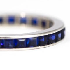 Art Deco Sapphire and Platinum Full Eternity Band
