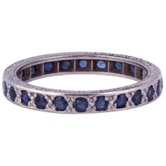 Antique Art Deco Sapphire and Platinum Full Eternity Band