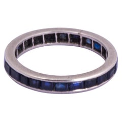 Antique Art Deco Sapphire and Platinum Full Eternity Band