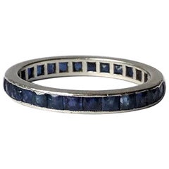 Art Deco Sapphire and Platinum Full Eternity Band