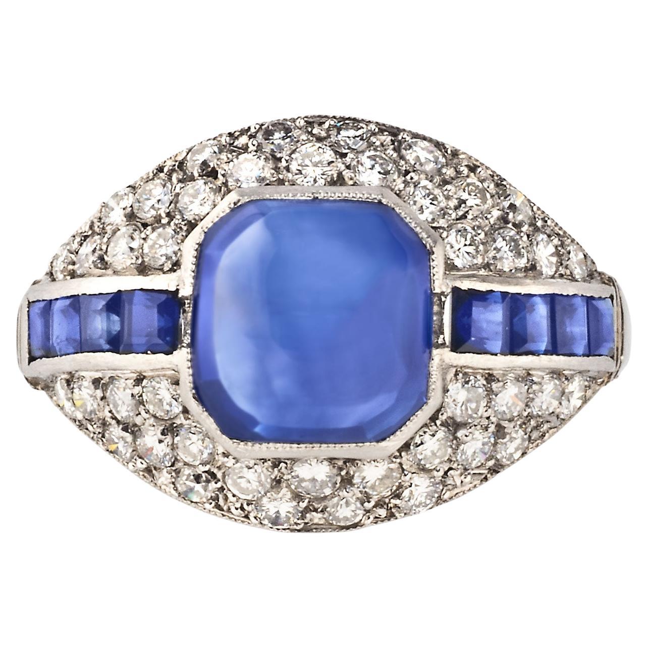Art Deco Sapphire and Platinum Ring For Sale