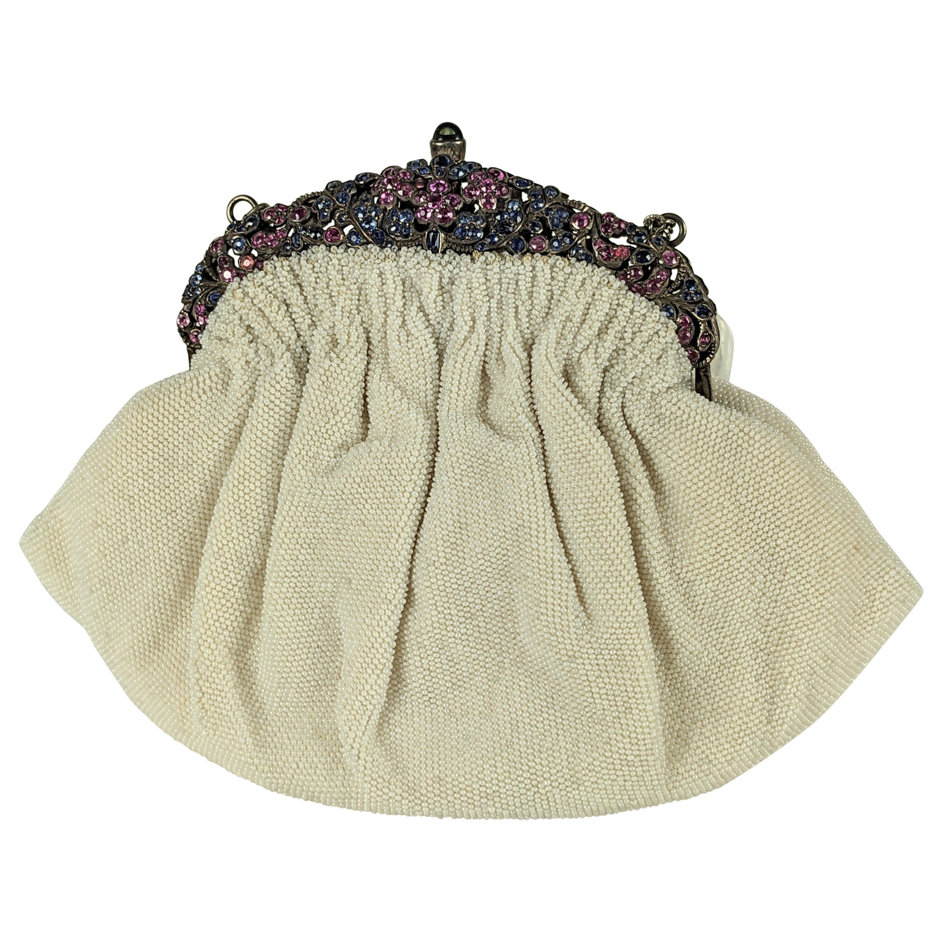 Art Deco Saphir und Rubin Set Micro Bead Tasche