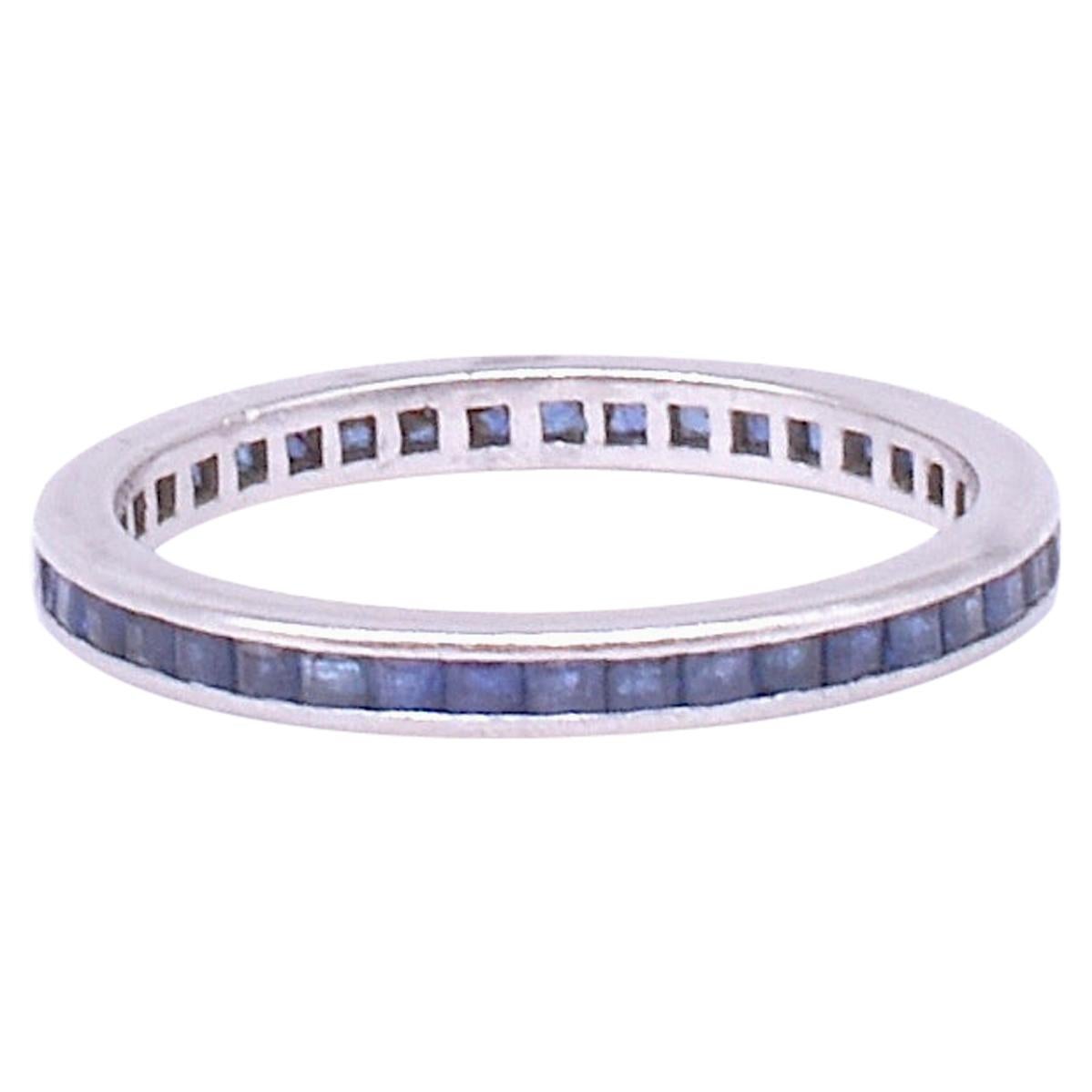 Art Deco Sapphire Eternity Band in White Gold
