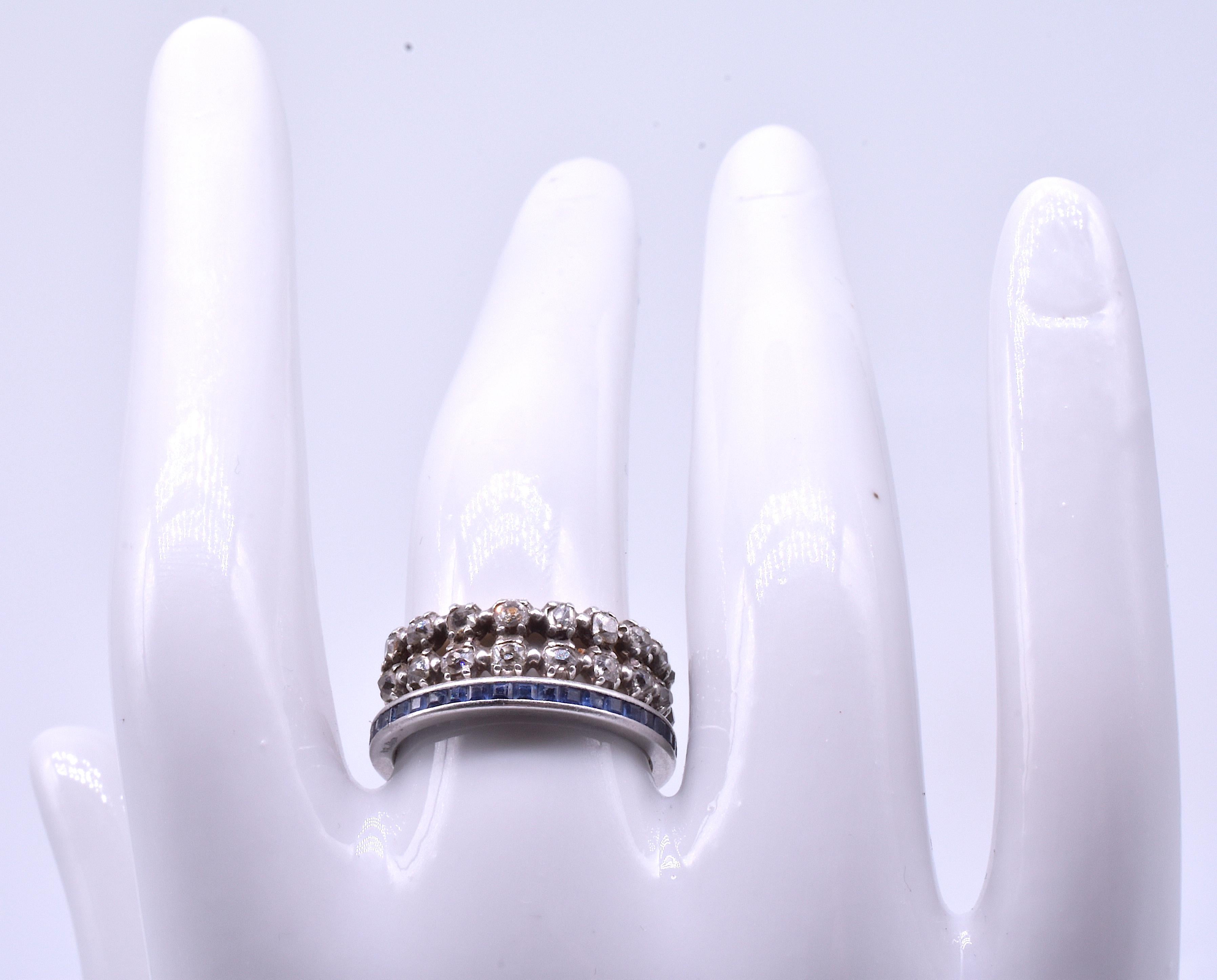 Art Deco Sapphire Eternity Band in White Gold 1