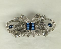 Art Deco Sapphire Baguette Duette Brooch