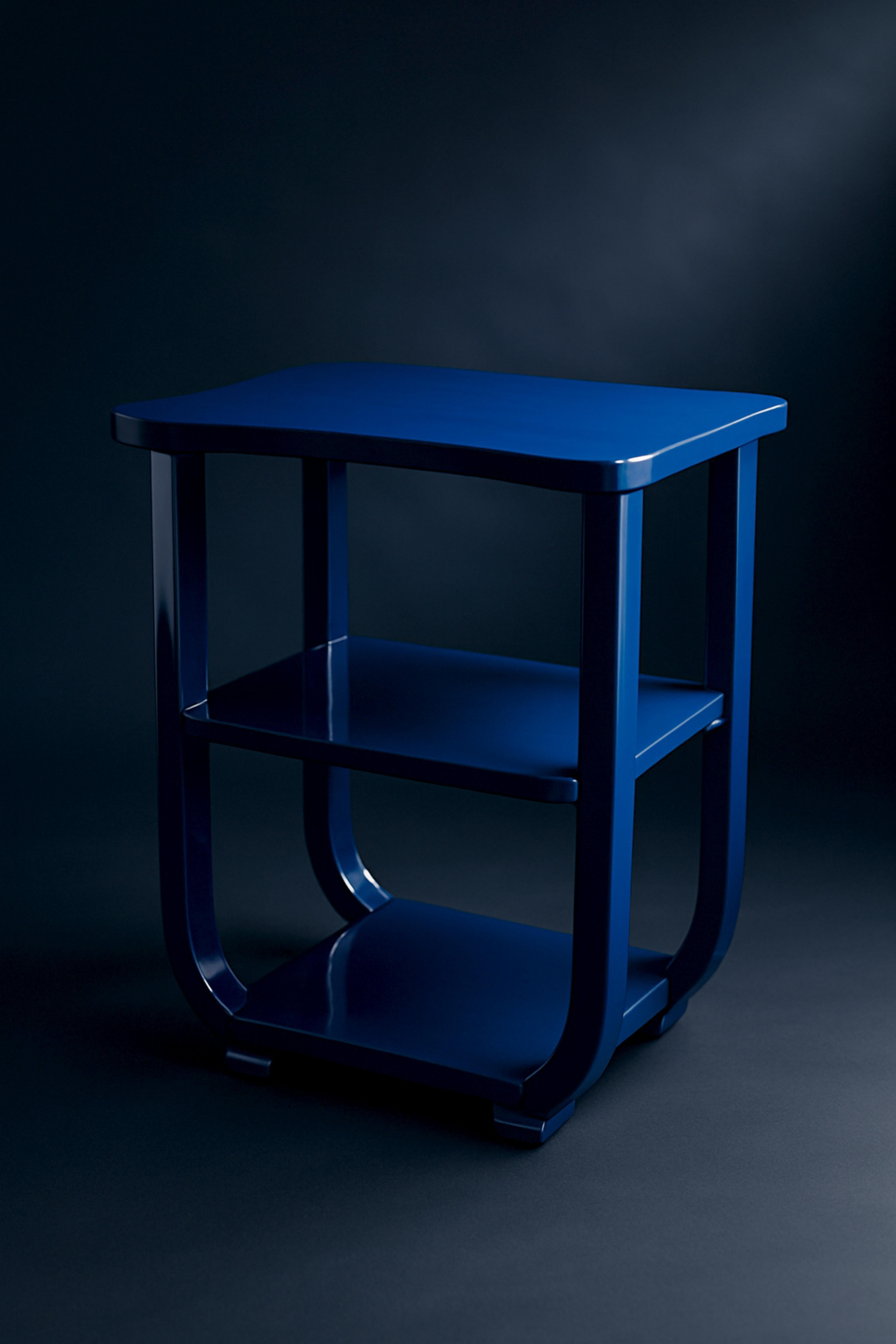 Mesa Auxiliar Art Decó Azul Zafiro, Portuguesa, Siglo XX en venta 1
