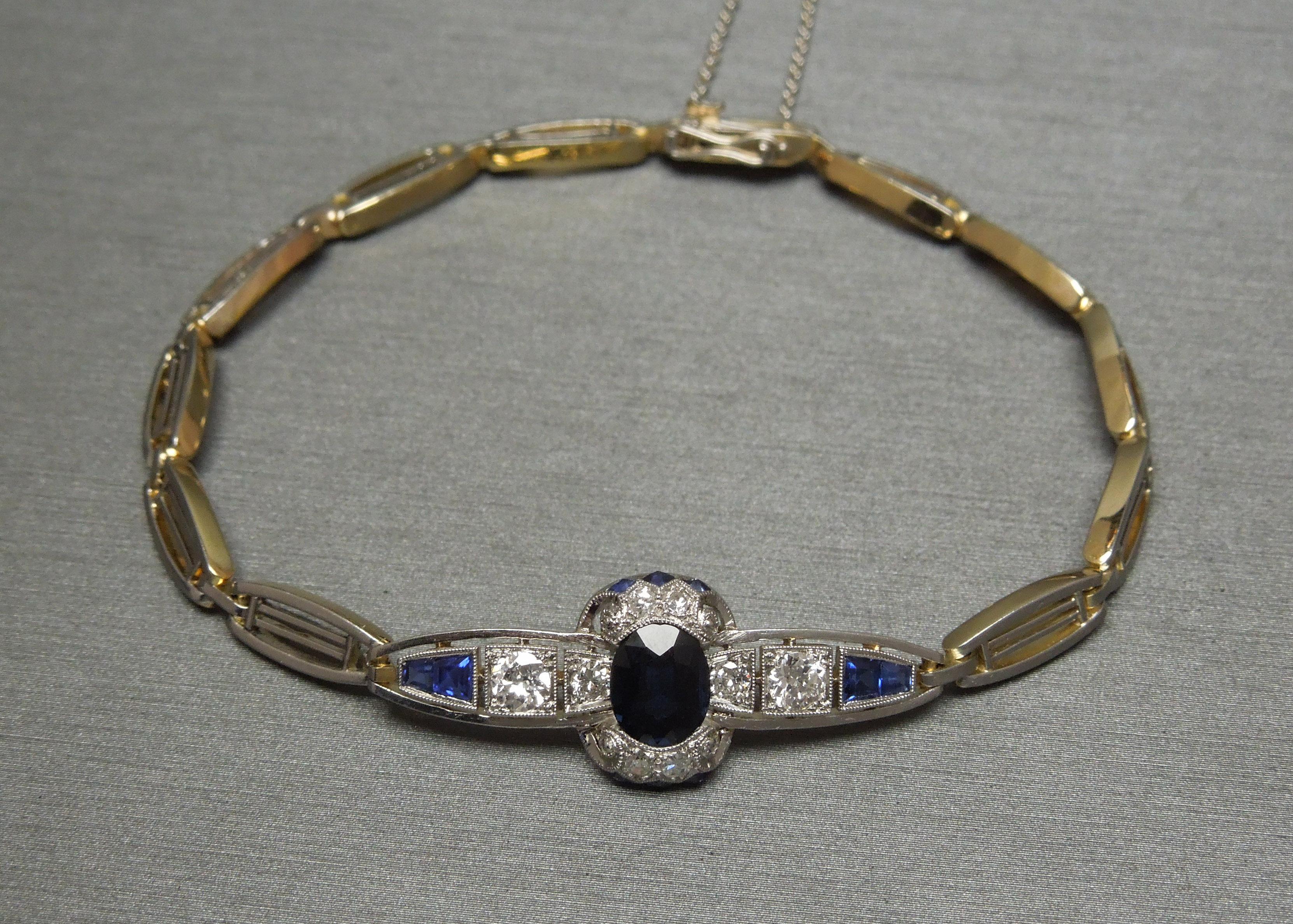Women's Art Deco Sapphire Bracelet For Sale