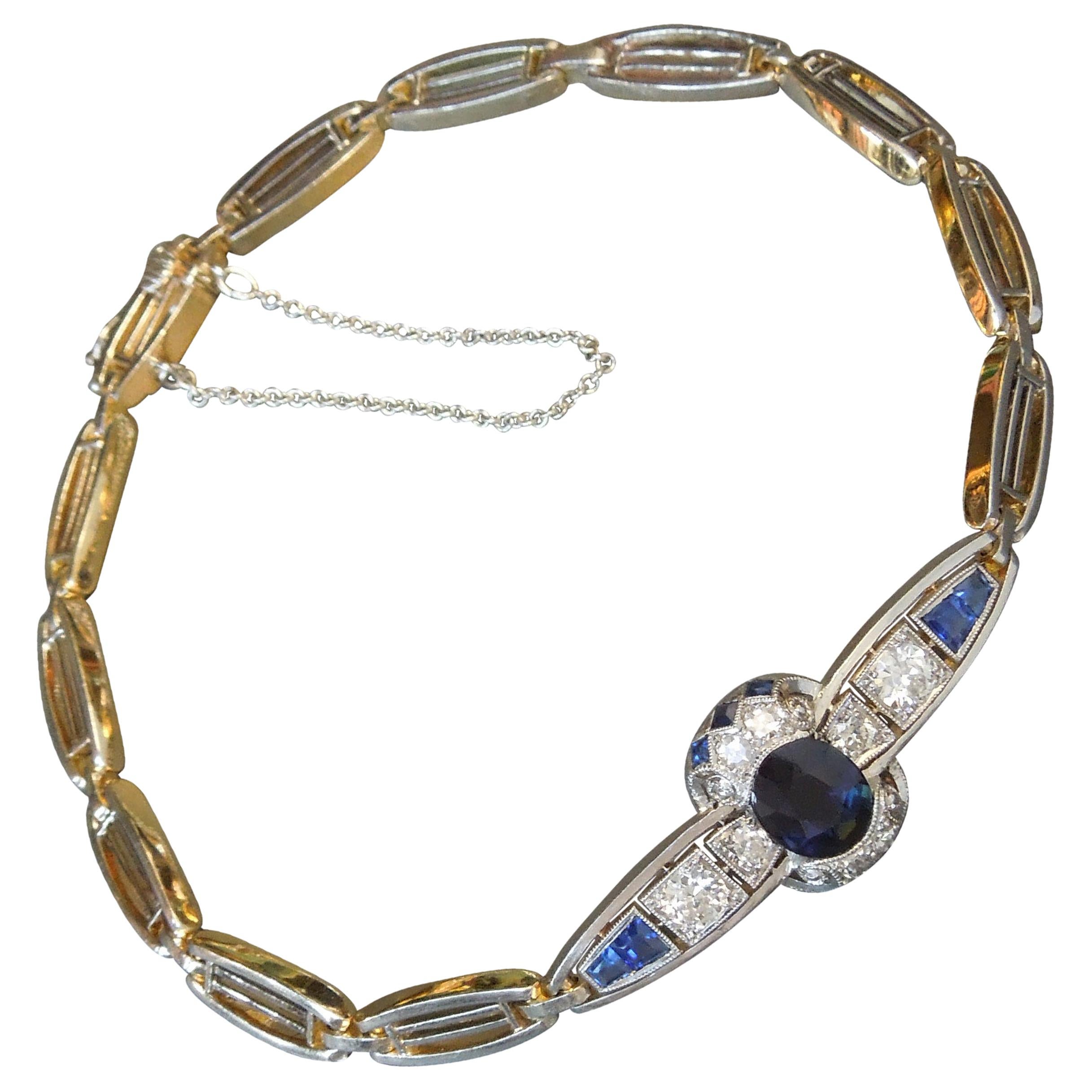 Art Deco Sapphire Bracelet For Sale