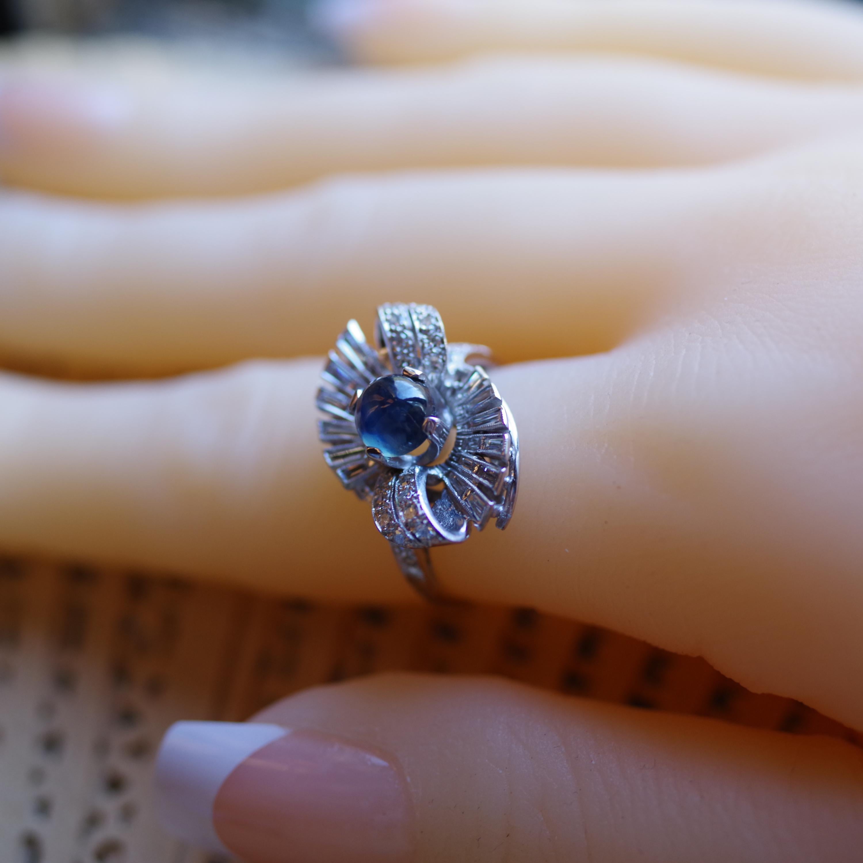 Retro Sapphire Ring with Diamonds 12