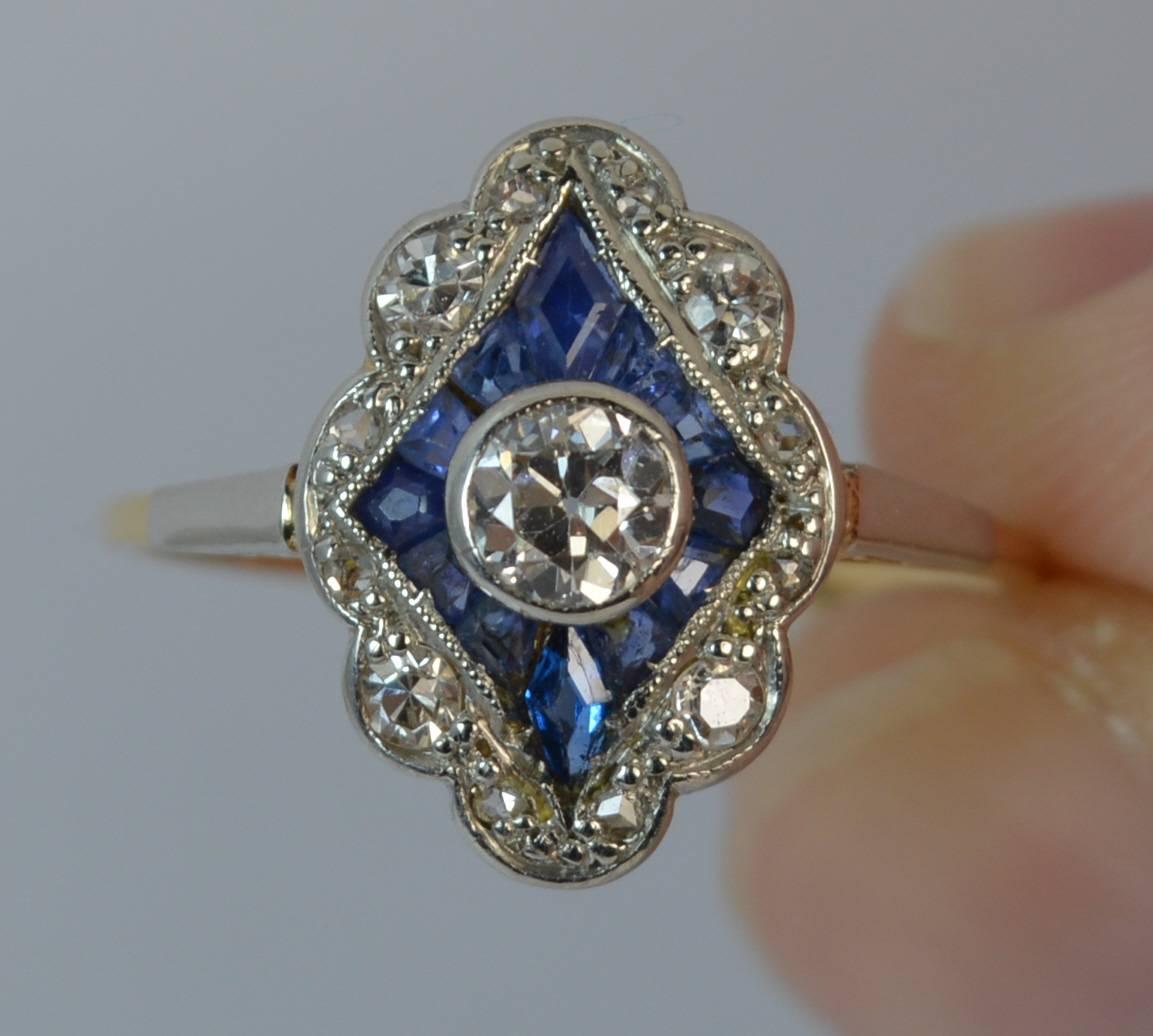 Women's  Sapphire and Diamond 18 Carat Gold Cluster Ring