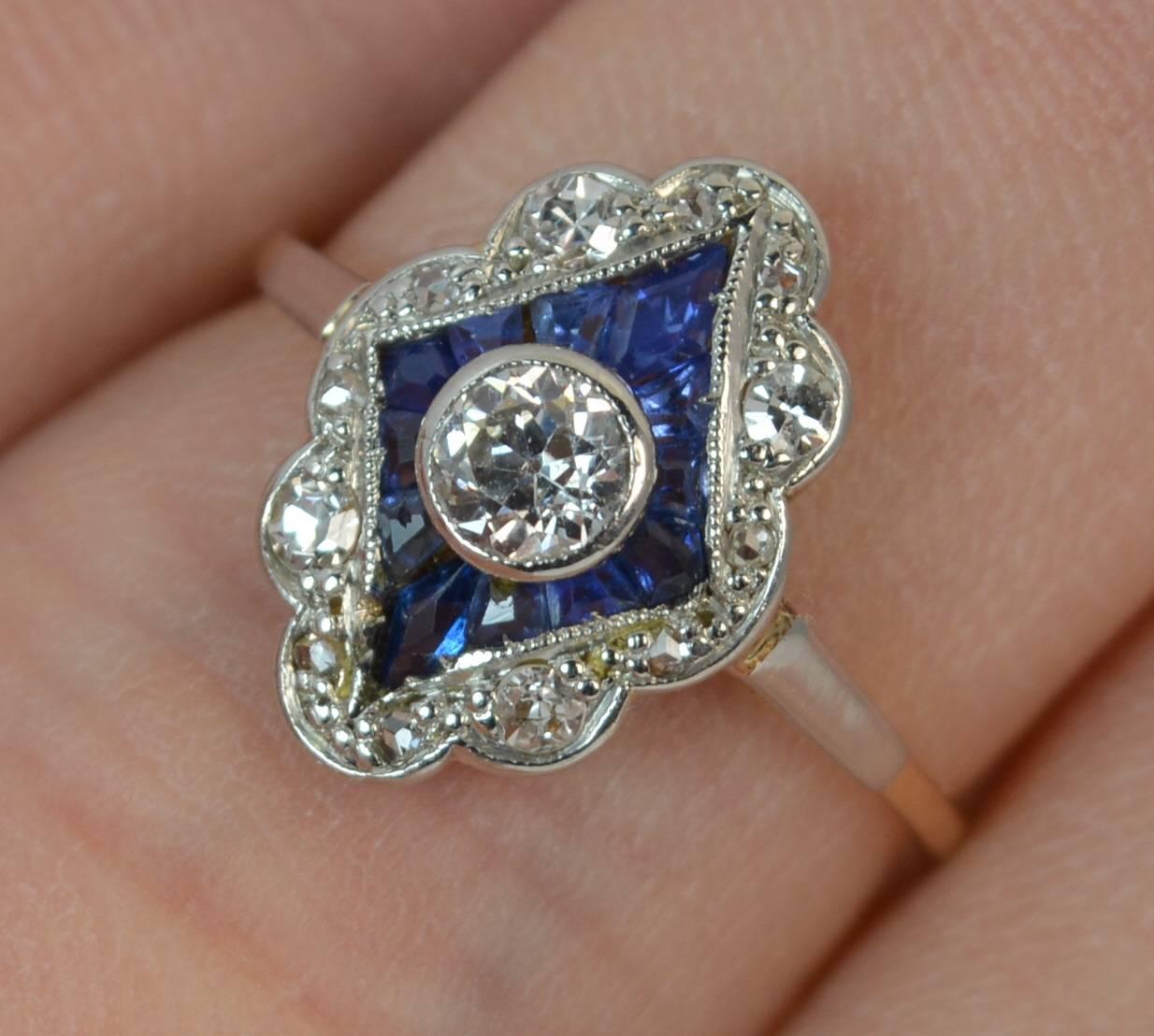  Sapphire and Diamond 18 Carat Gold Cluster Ring 1