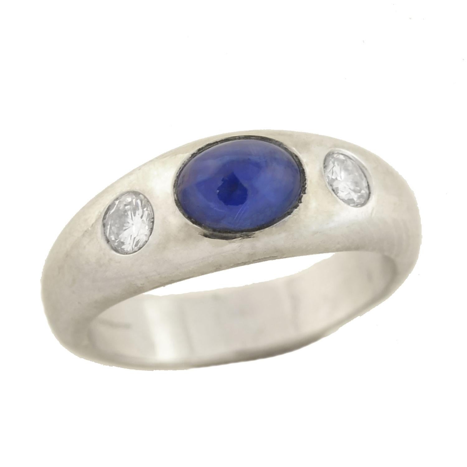 Art Deco Sapphire Diamond 3-Stone Ring 1