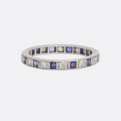Art Deco Sapphire Diamond Alternating Eternity Ring