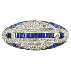 Art Deco Sapphire Diamond and Platinum Brooch, Circa 1930