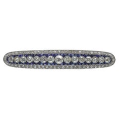 Art Deco Sapphire & Diamond Bar Brooch, Circa 1920s