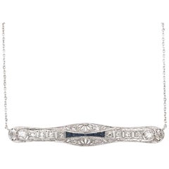 Art Deco Sapphire and Diamond Bar Necklace