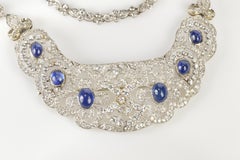Art Deco Sapphire Diamond Bib Necklace