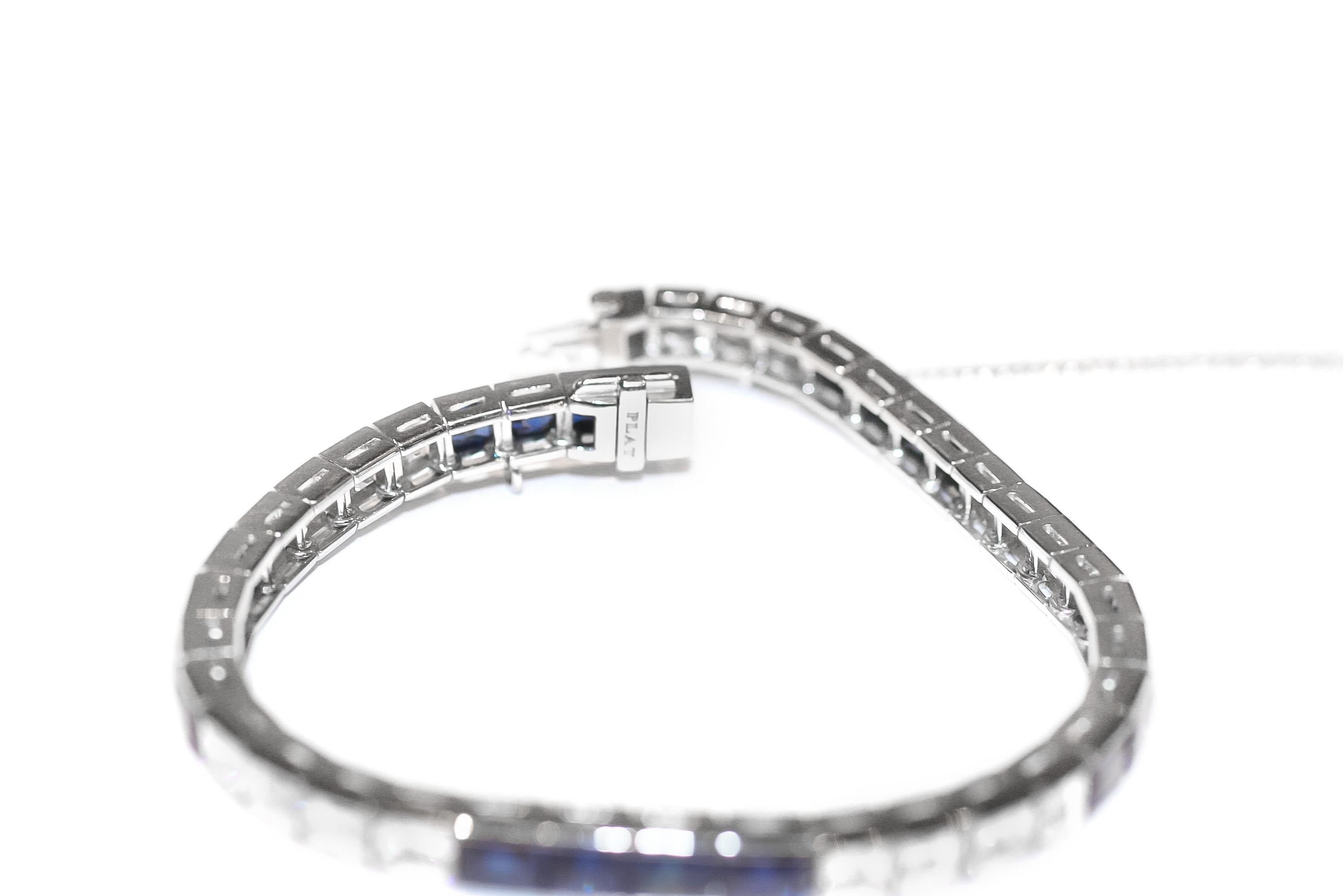 Modern Art Deco Style Sapphire and Diamond Bracelet