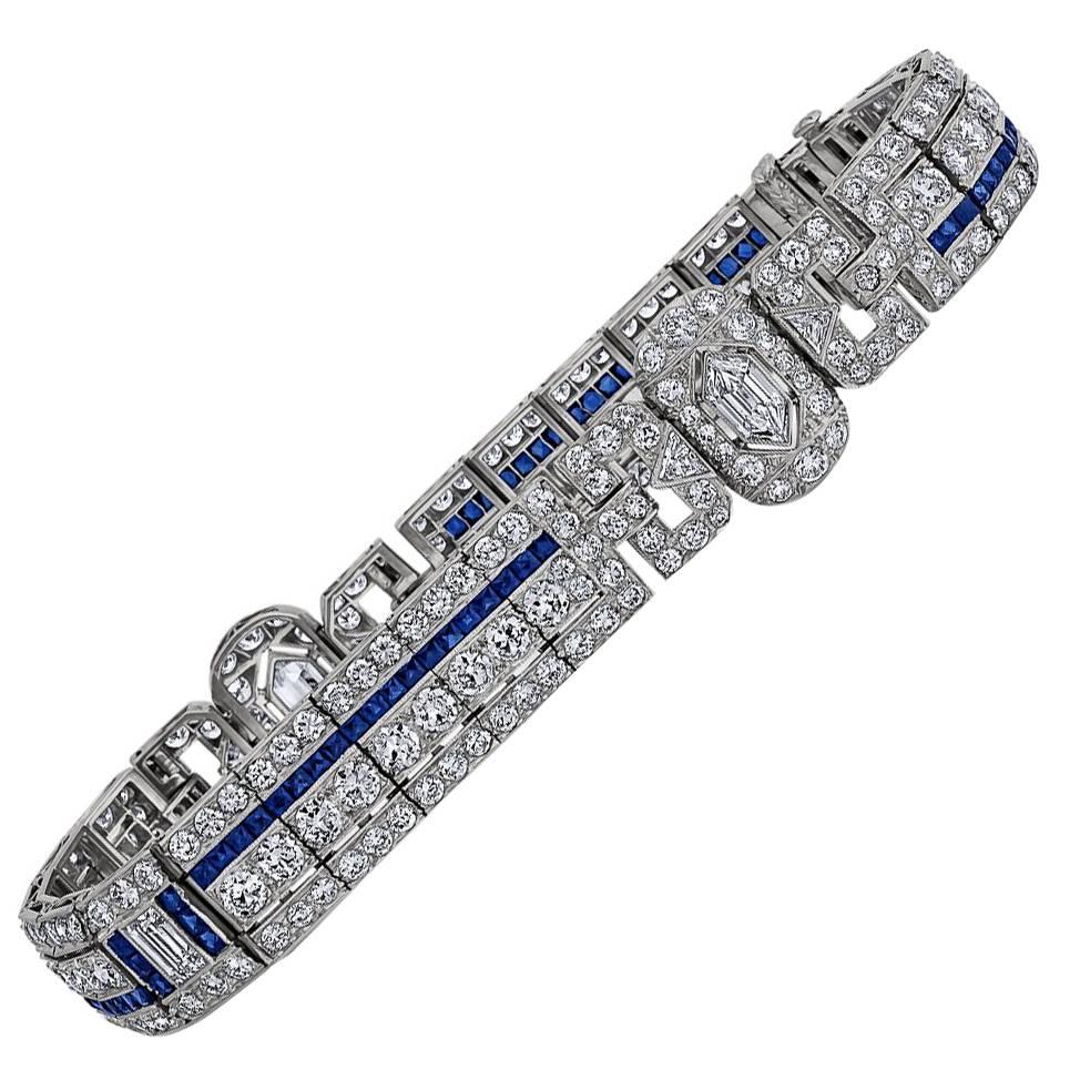 Art Deco Sapphire Diamond Bracelet
