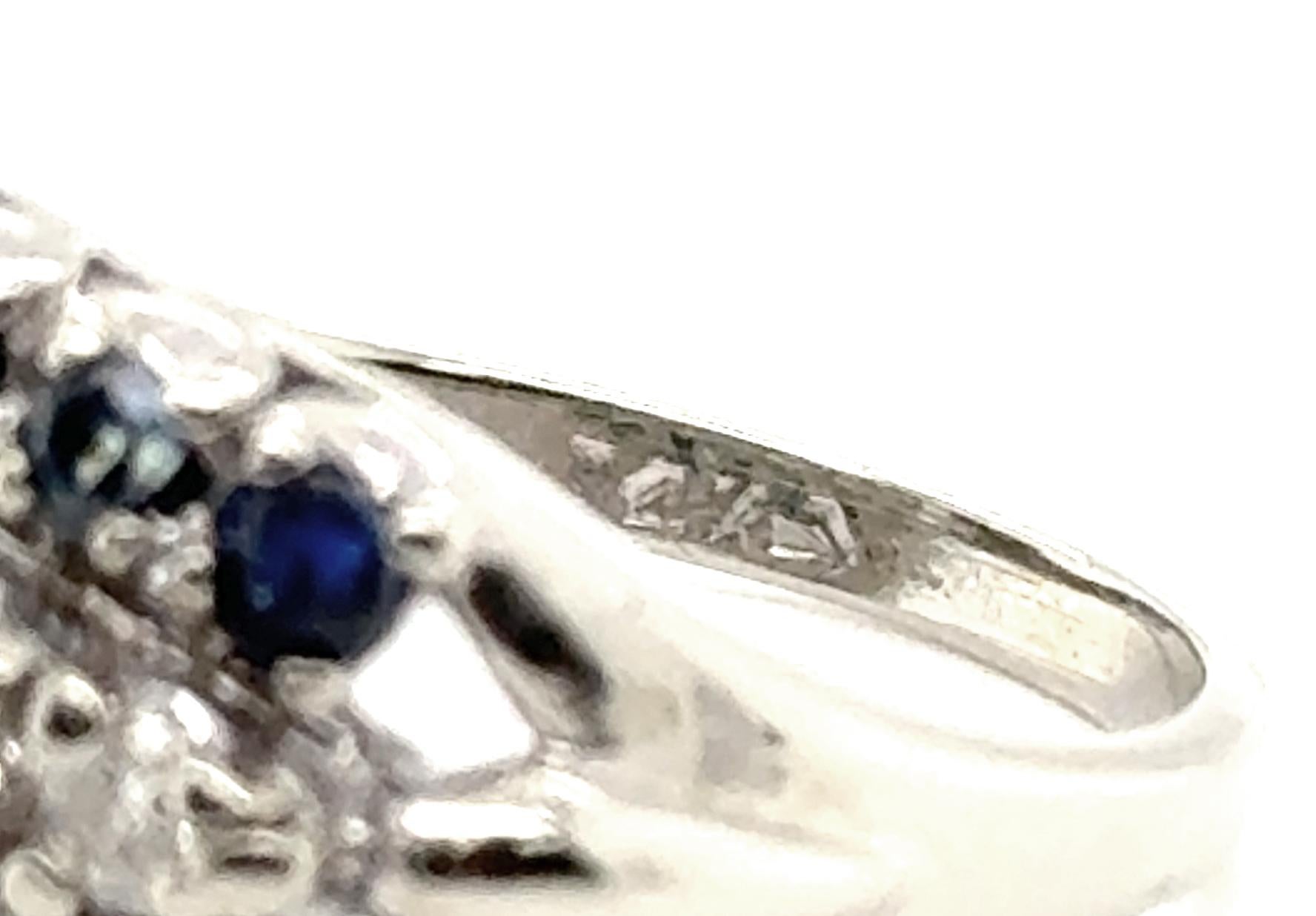 Art Deco Sapphire Diamond Cocktail Ring 1ct 14K Antique Original 1930's 1 Carat In Excellent Condition For Sale In Dearborn, MI