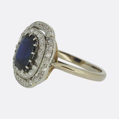 Art Deco Sapphire Diamond Double Halo Ring
