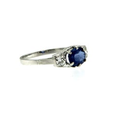 Art Deco Sapphire Diamond Engagement Gold Ring
