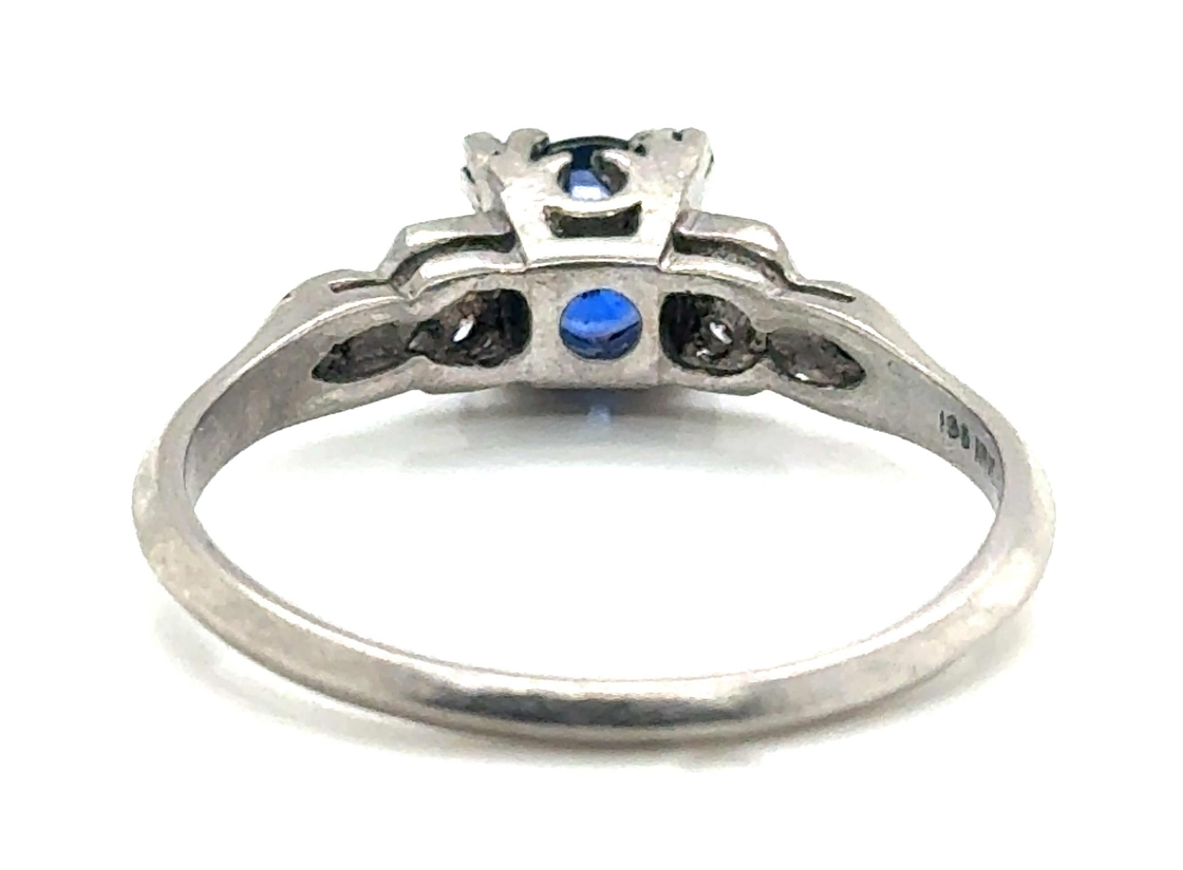 Anello Art Deco 1,10ct Zaffiro estratto Diamante Originale 1930's Antique Platinum In condizioni ottime in vendita a Dearborn, MI