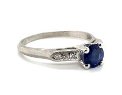Art Deco Sapphire Diamond Engagement Ring 1.12ct Original 1930-1940 Antique Plat