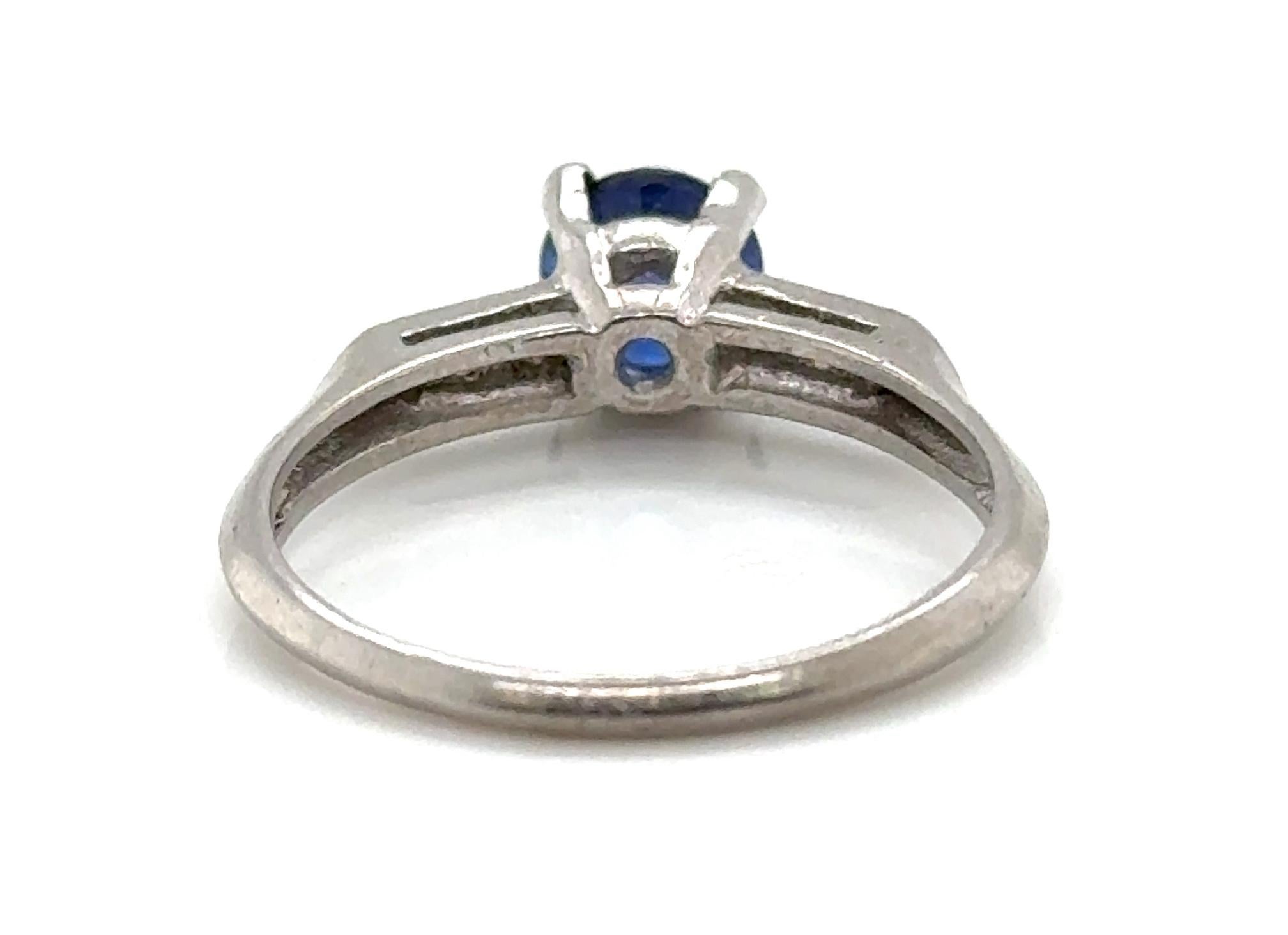 Women's Art Deco Sapphire Diamond Engagement Ring 1.12ct Original 1930-1940 Antique Plat