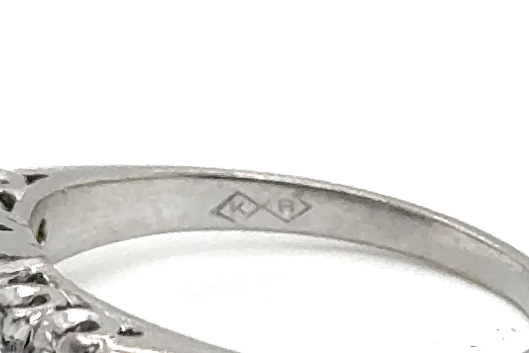 Round Cut Art Deco Sapphire Diamond Engagement Ring 1.12ct Original 1930's Antique Plat For Sale