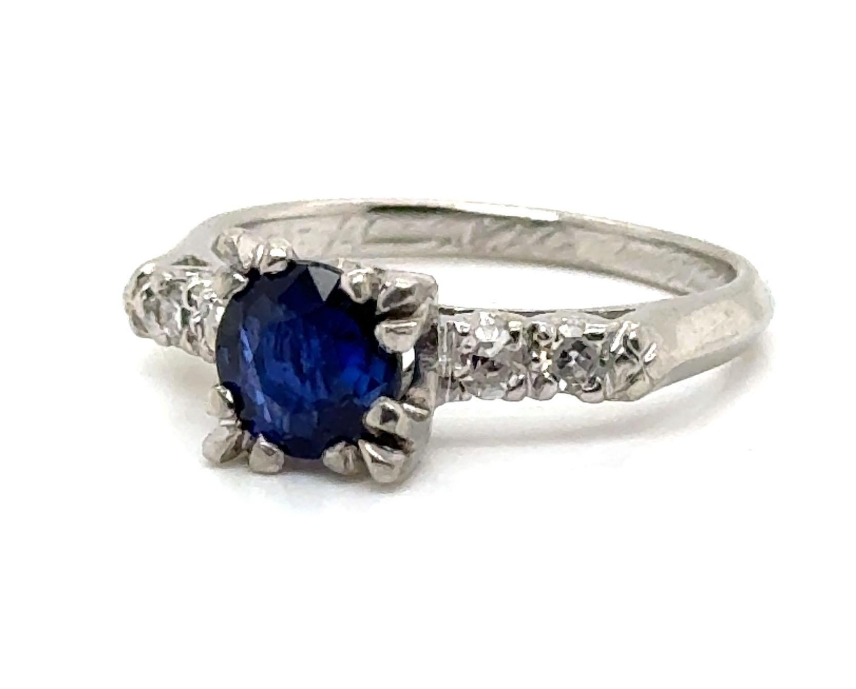 Art Deco Genuine Antique Deco Sapphire Diamond Ring 1.21ct Dated 3-14-1940 Platinum For Sale