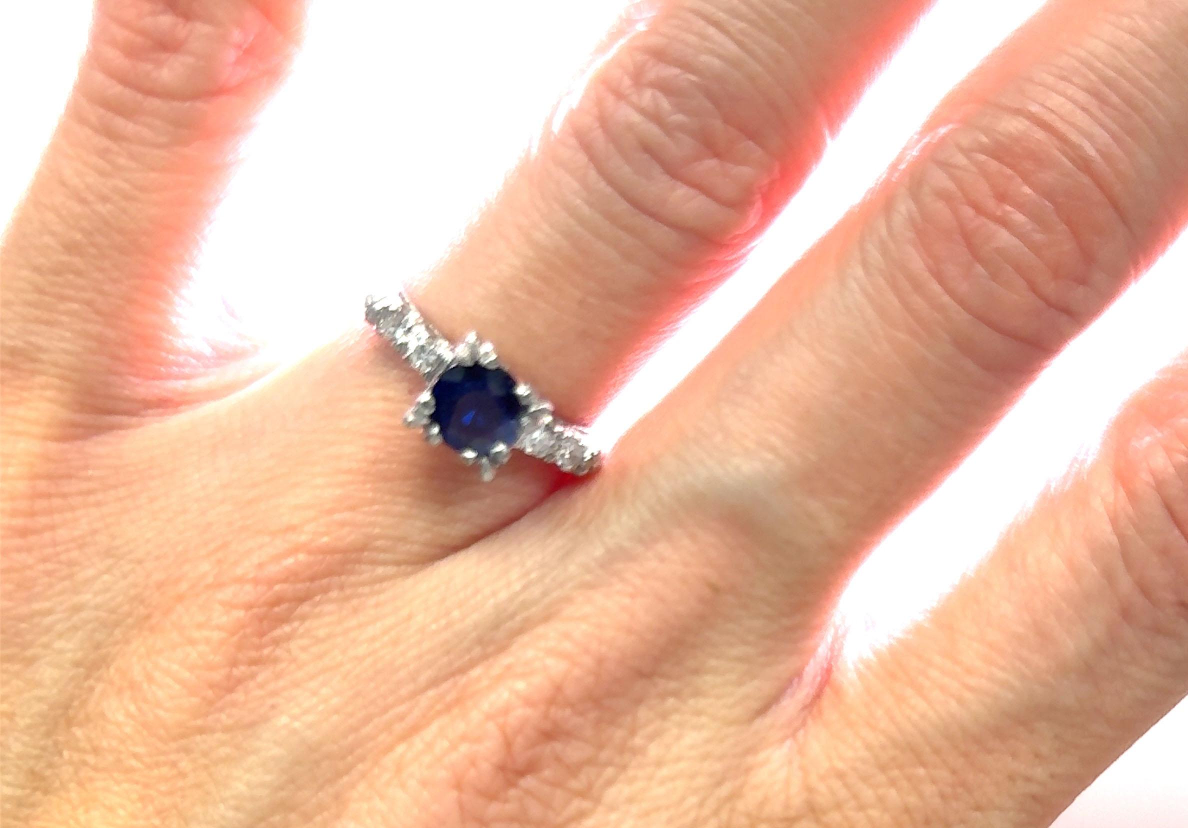 Women's Genuine Antique Deco Sapphire Diamond Ring 1.21ct Dated 3-14-1940 Platinum For Sale