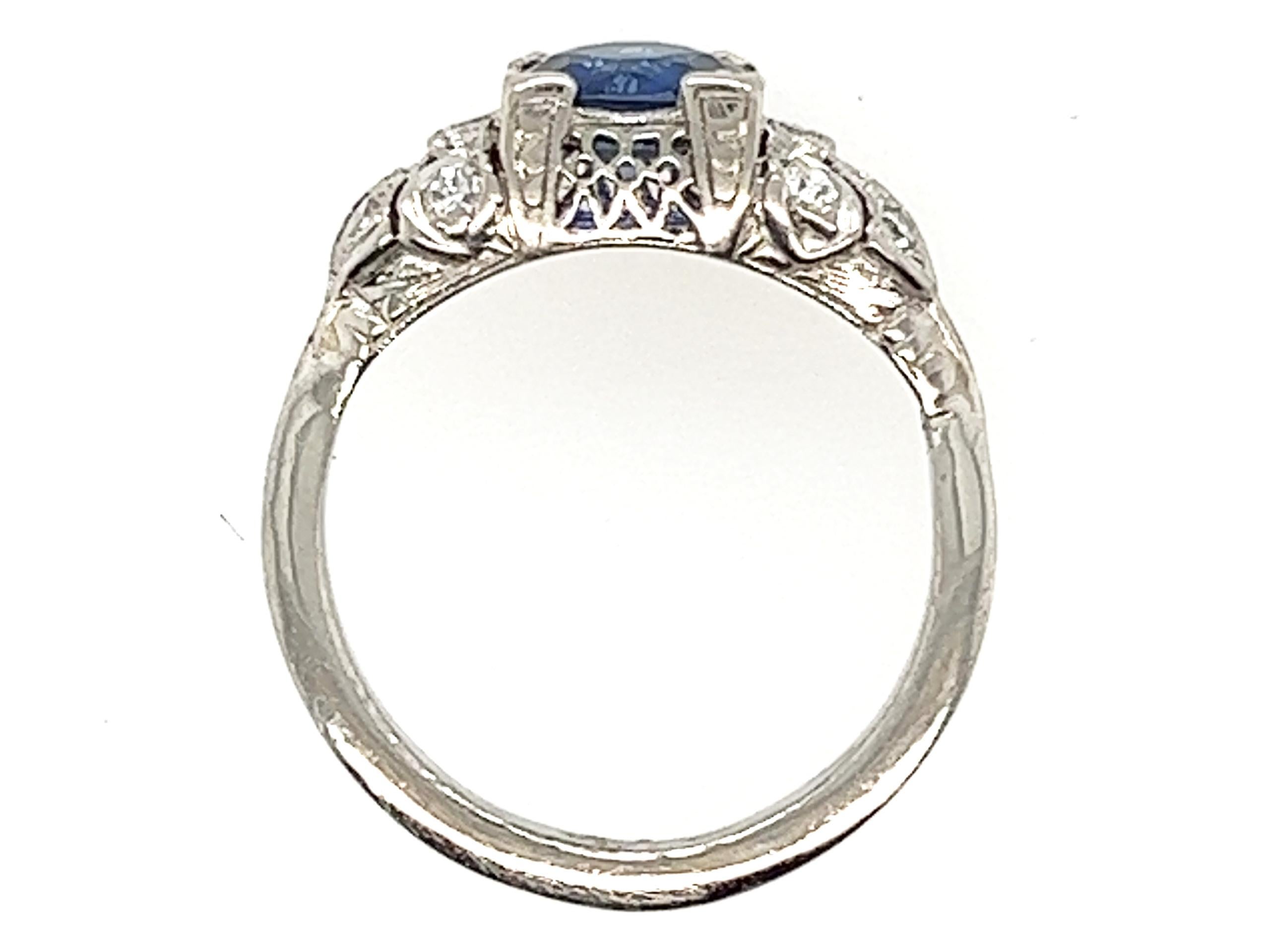 Genuine Original Art Deco Antique from 1920's Vintage Sapphire Diamond Ring 1.25ct Round Platinum


Featuring a Beautiful Blue 1.05ct Genuine Natural Round Sapphire Center

Natural Mined Antique Single Cut and Old European Cut Side Diamonds