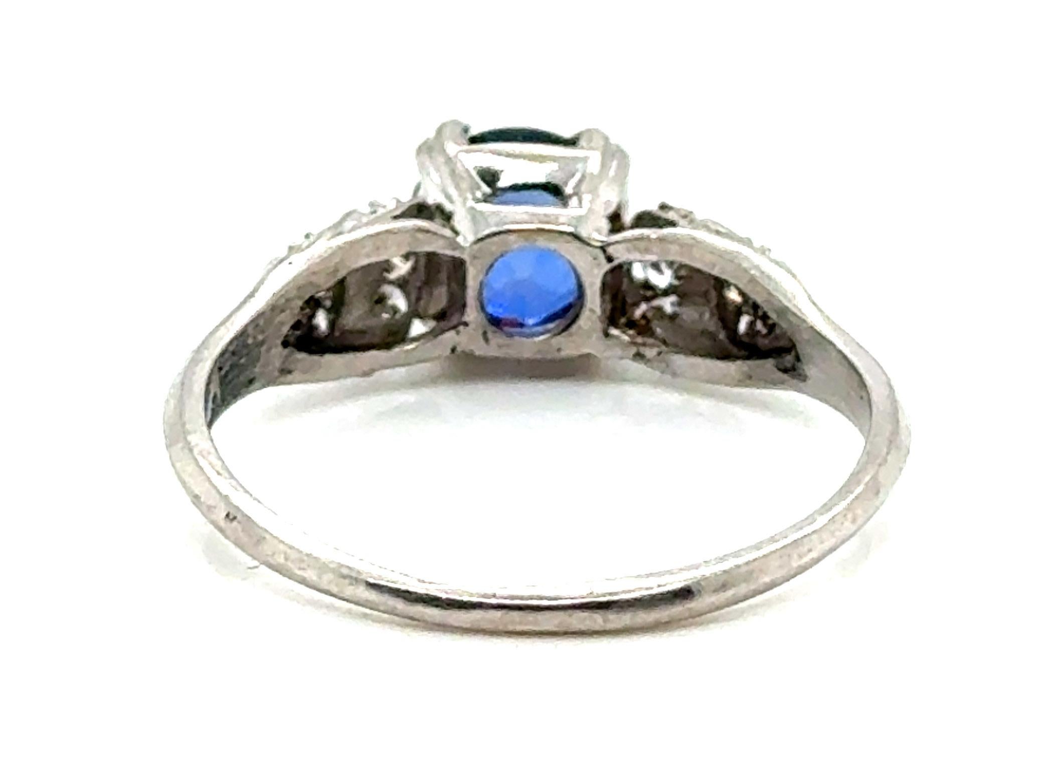 Anello di fidanzamento Art Deco con zaffiro e diamante da 1,25 carati Originale del 1930 Dinhofer Bros A In condizioni ottime in vendita a Dearborn, MI