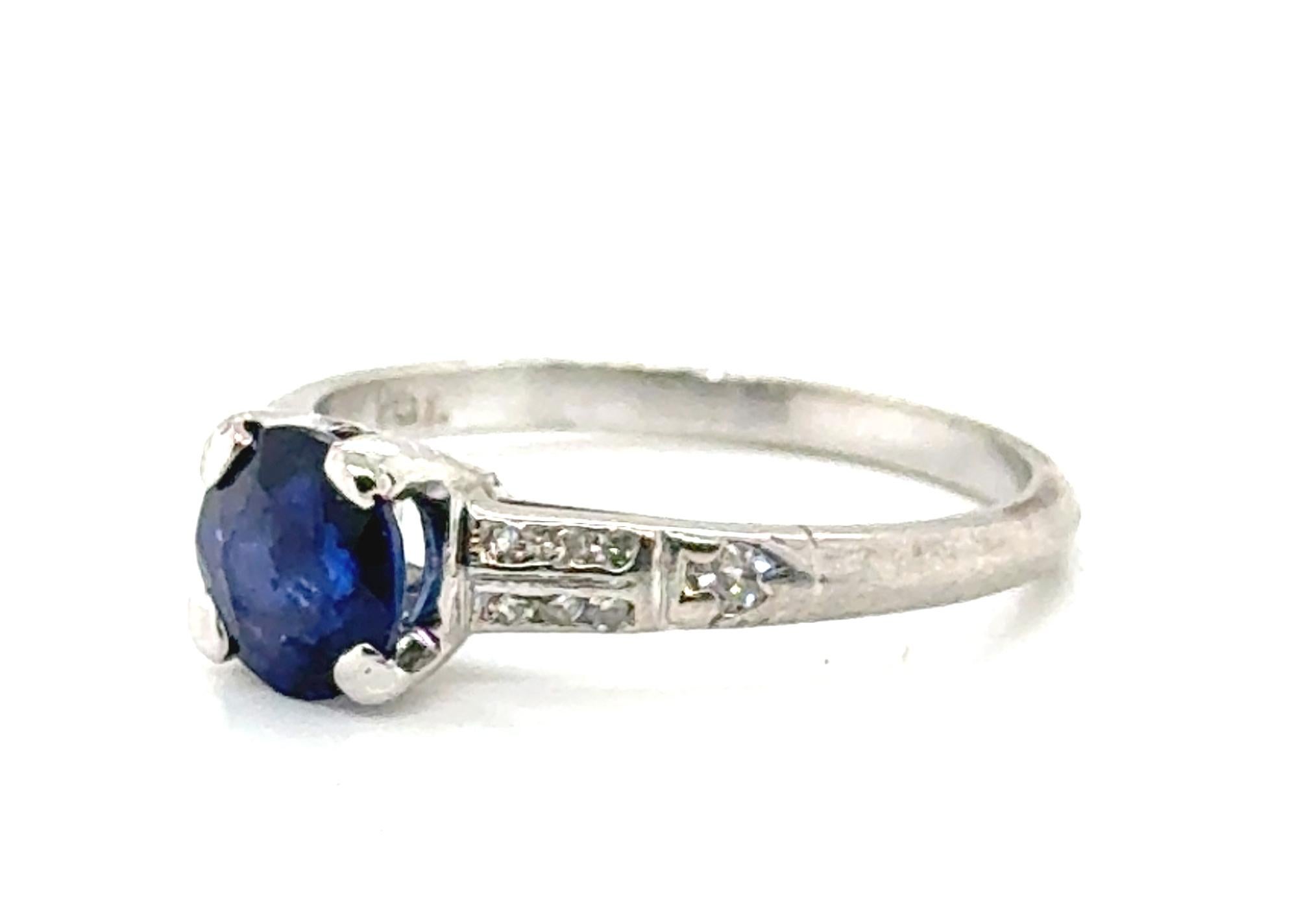 Art Deco Saphir Diamant Verlobungsring 1,30ct Antike Platin 1930er Jahre (Art déco) im Angebot