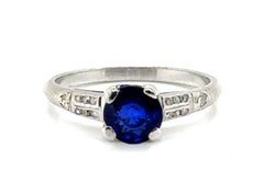 Art Deco Saphir Diamant Verlobungsring 1,30ct Antike Platin 1930er Jahre