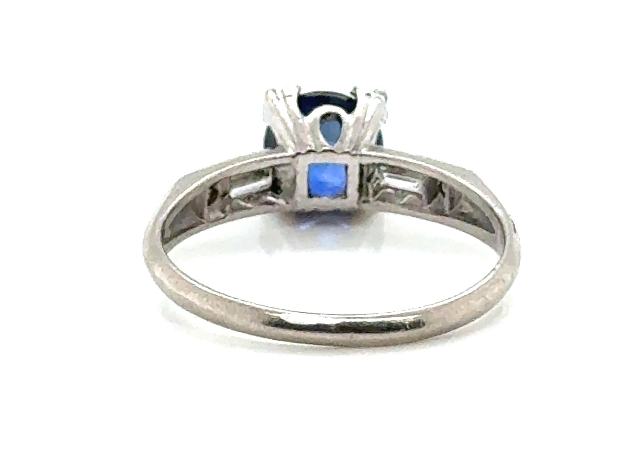 De las mujeres Art Decó Zafiro Diamante Anillo de Compromiso 1,37ct Platino Antiguo Años 1930 en venta