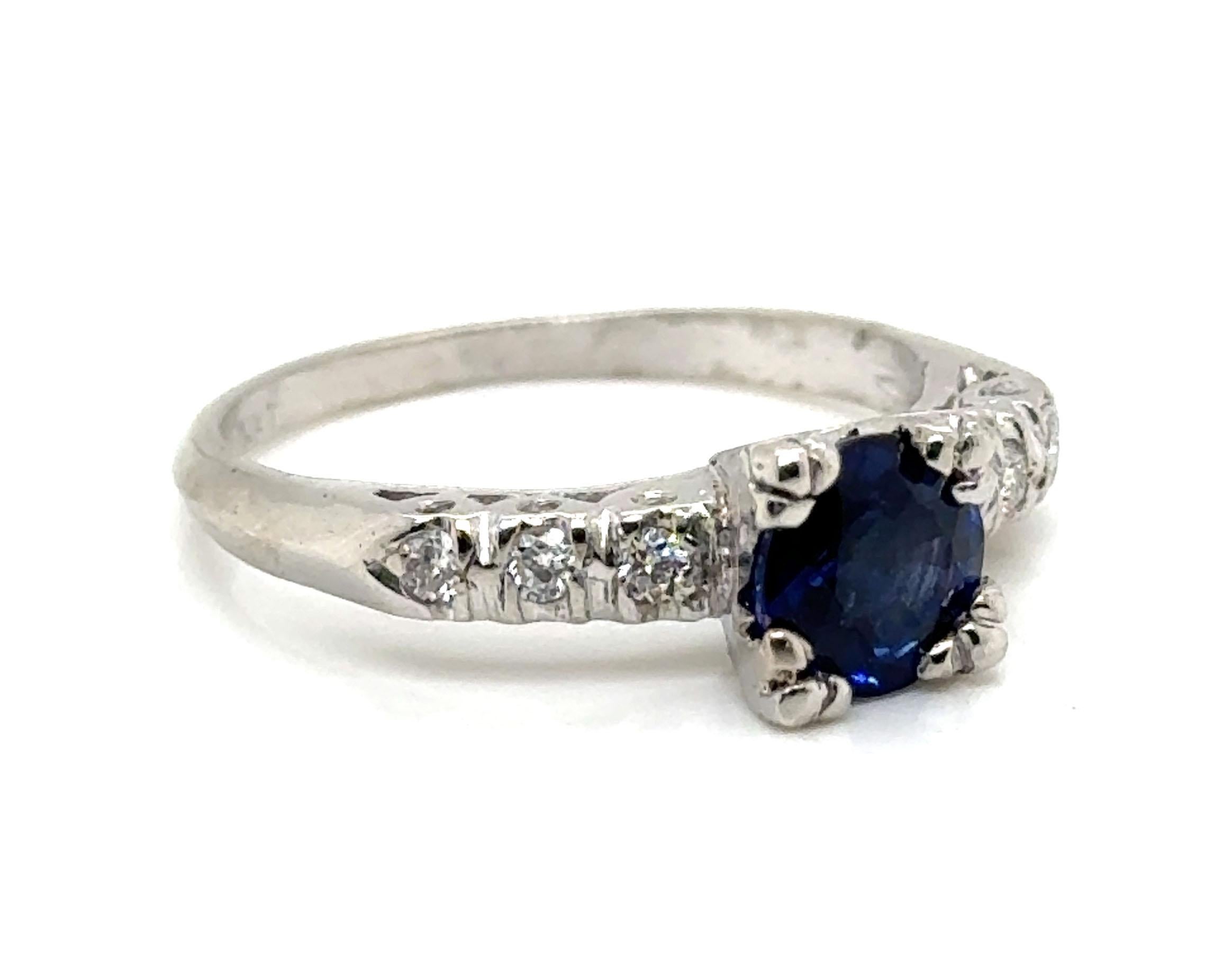 Genuine Original Art Deco Antique from 1930's Sapphire and Diamond Ring 1.40ct Vintage Platinum


Showcases a Stunning 1.20ct Genuine Natural Blue Round Sapphire at its Center

Simplicity of its Design is Captivating

Complemented by Six Genuine