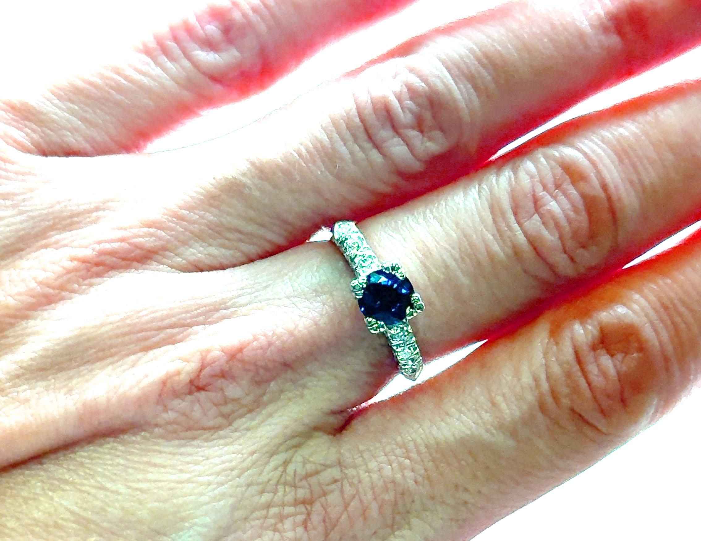 Art Deco Sapphire Diamond Engagement Ring 1.40ct Original 1930s Antique Platinum For Sale 1
