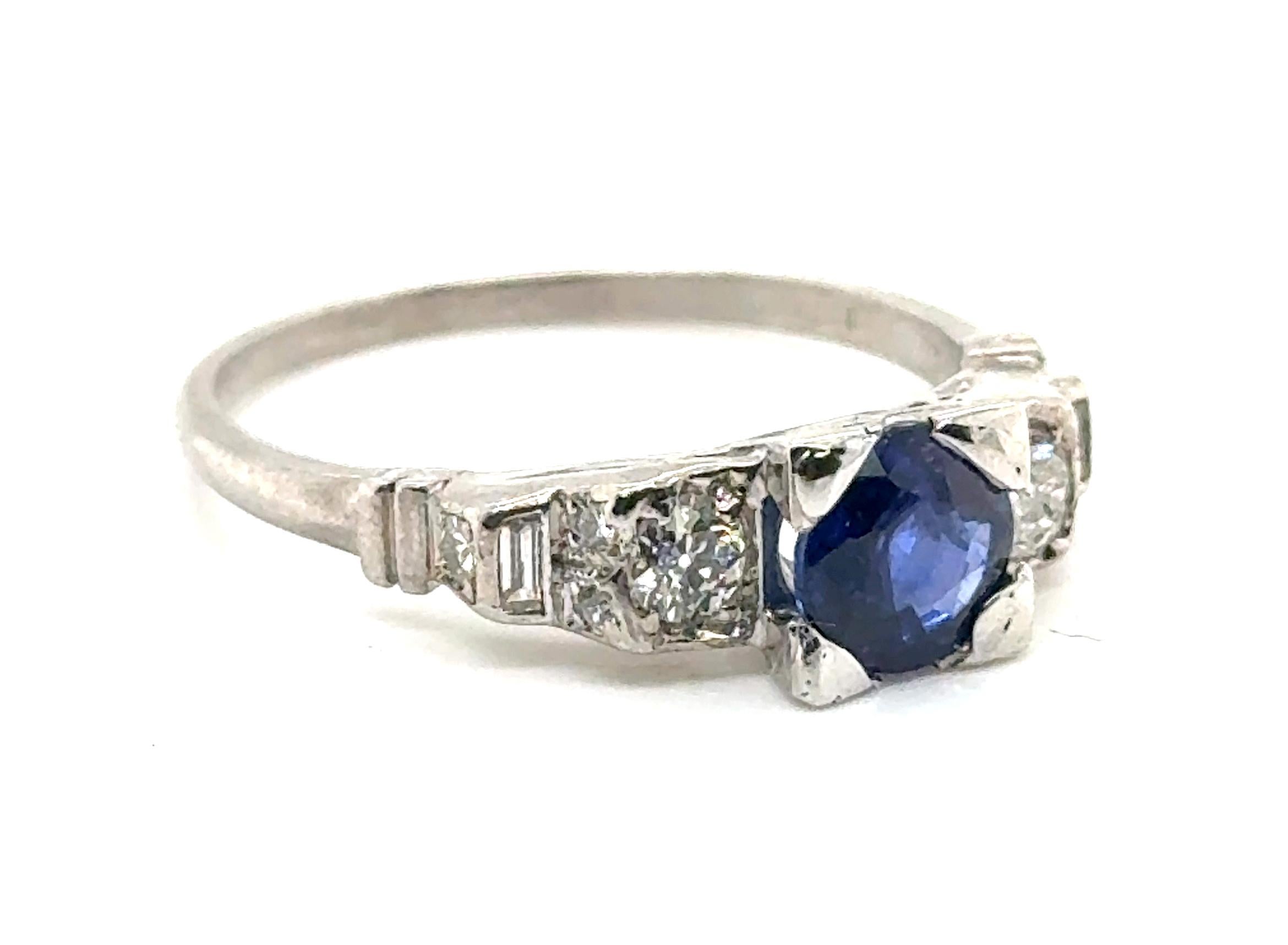 Genuine Original Art Deco Antique from 1920's-1930's Sapphire and Diamond Ring 1.50ct Vintage Platinum


Features a Genuine 1ct Natural Blue Round Sapphire at its Center

On Either Side of the Sapphire are Genuine Old European Cut Diamonds

Timeless
