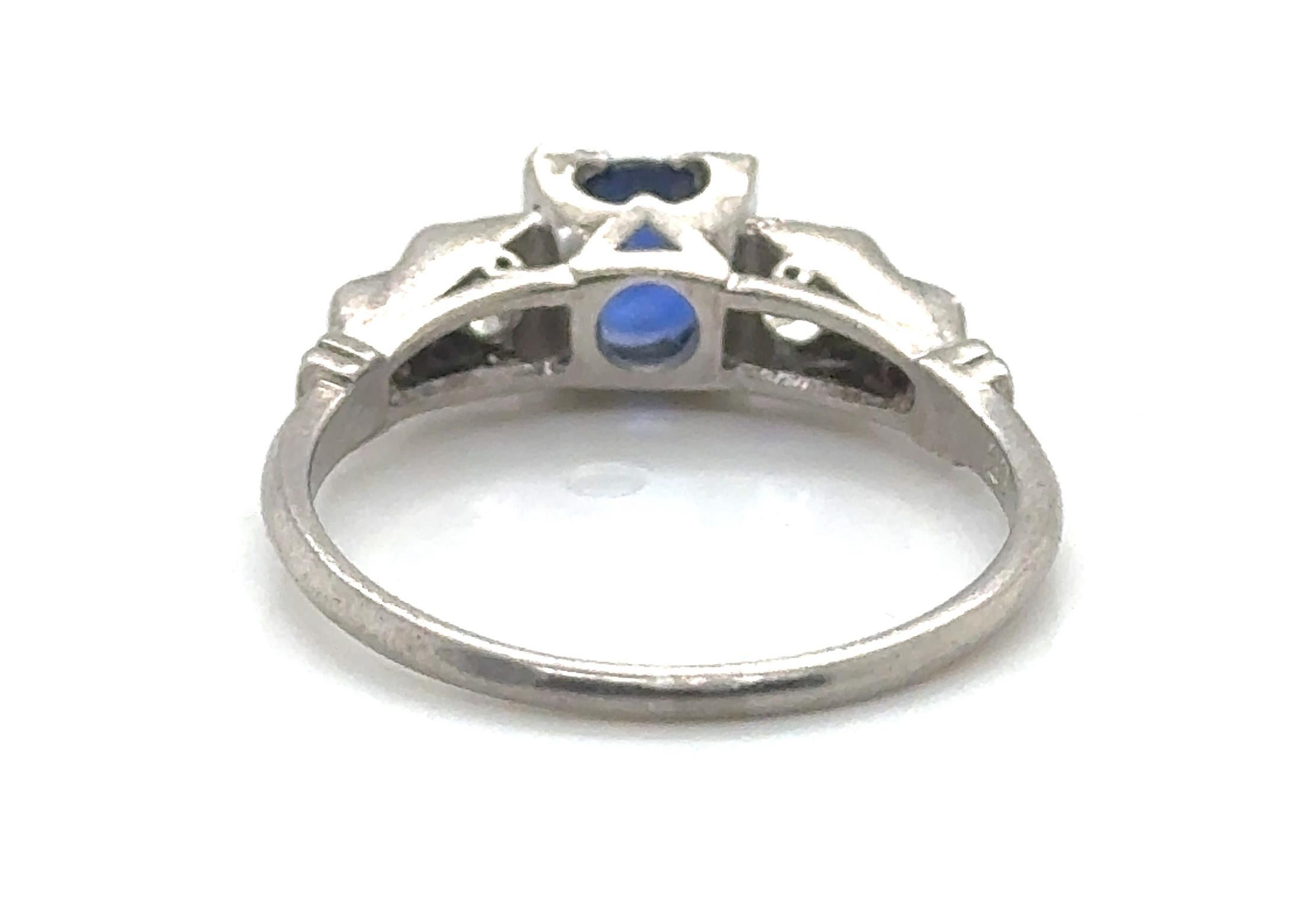 Women's Art Deco Sapphire Diamond Engagement Ring 1.50ct Original 1920-1930 Antique Plat For Sale