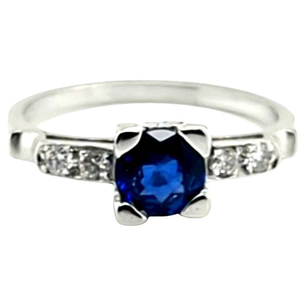 Art Deco Sapphire Diamond Engagement Ring 1ct Original 1920's Antique Platinum