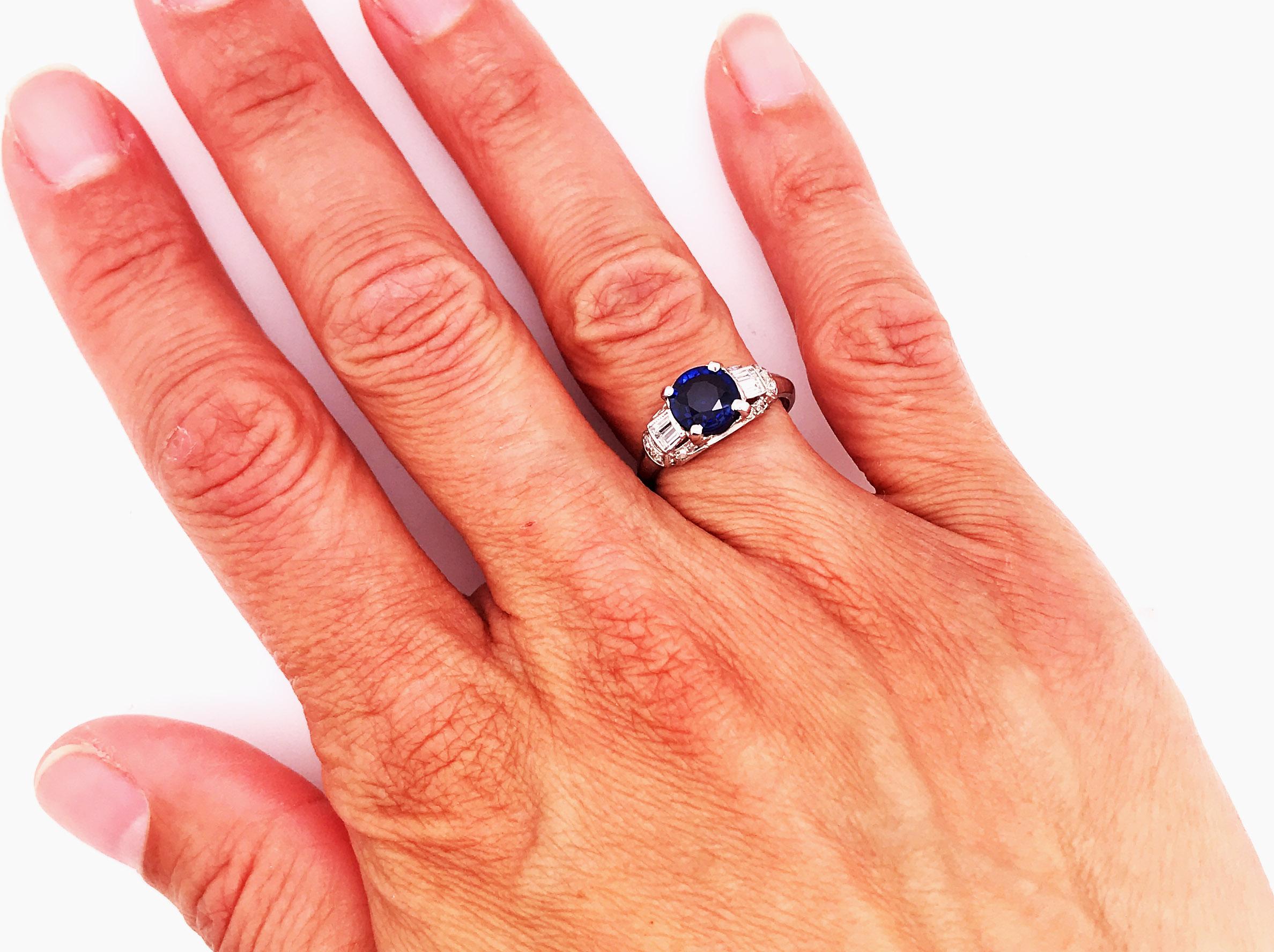 Art Deco Sapphire Diamond Engagement Ring 2ct Platinum Original 1920s Antique 1