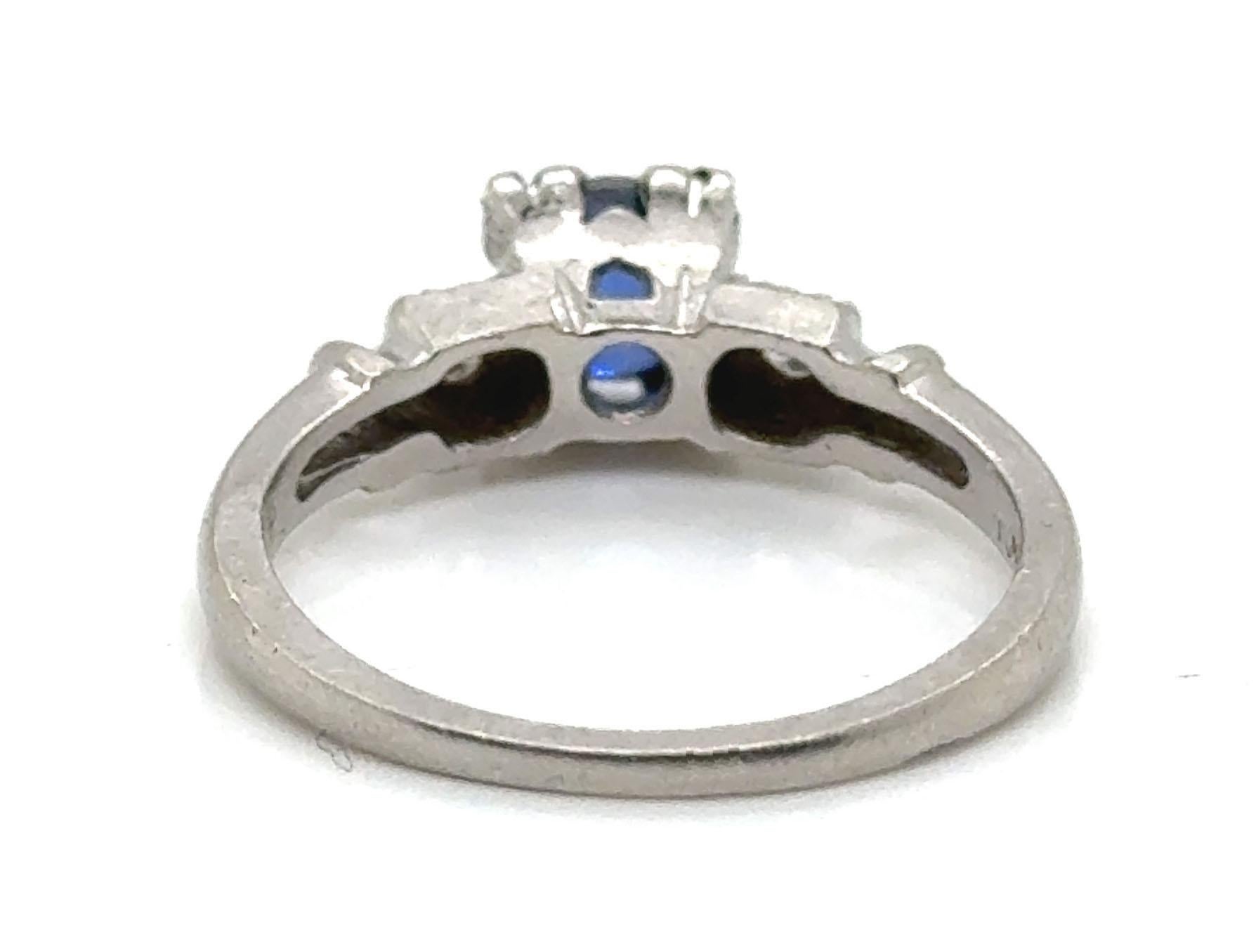 Women's Art Deco Sapphire Diamond Engagement Ring .67ct Original 1930-1940 Antique Plat For Sale