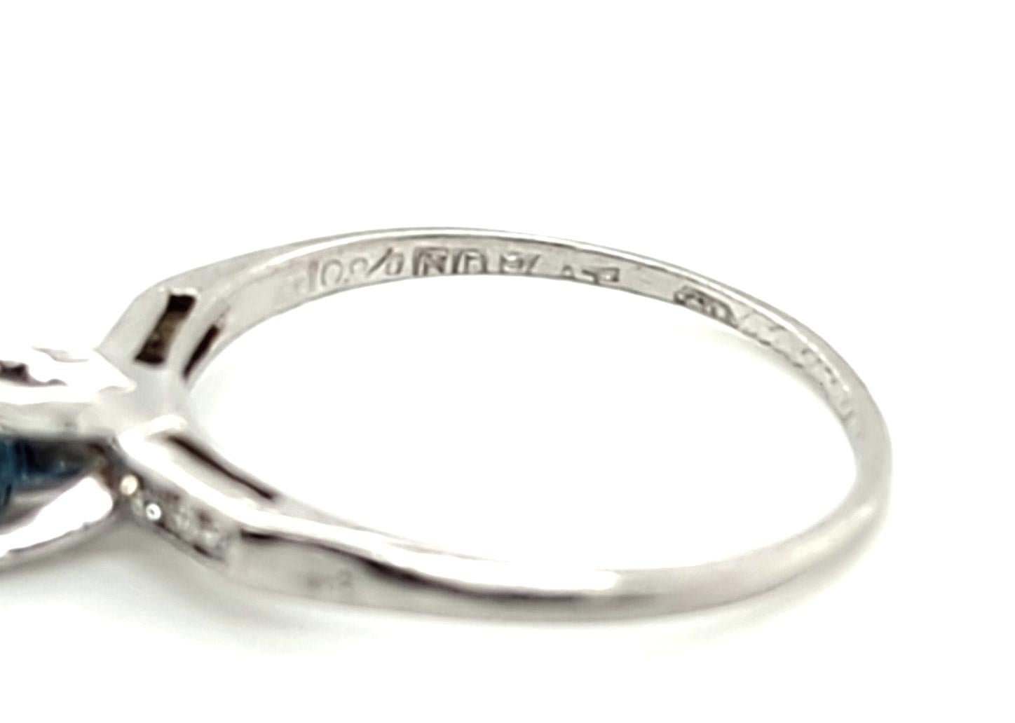 Taille ronde Arte Antiques Bague de fiançailles saphir diamant .70ct Original 1937 Antique Platinum en vente