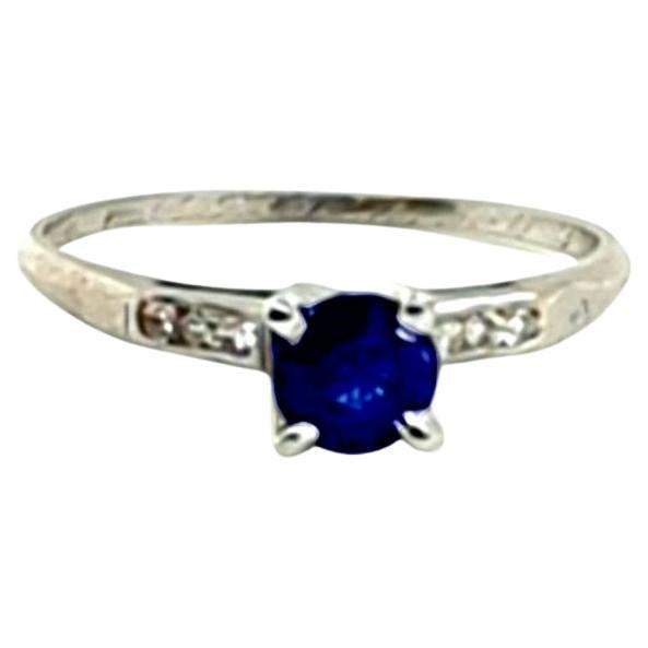 Art Deco Saphir-Diamant-Verlobungsring .70ct Original 1937 Antiker Platin
