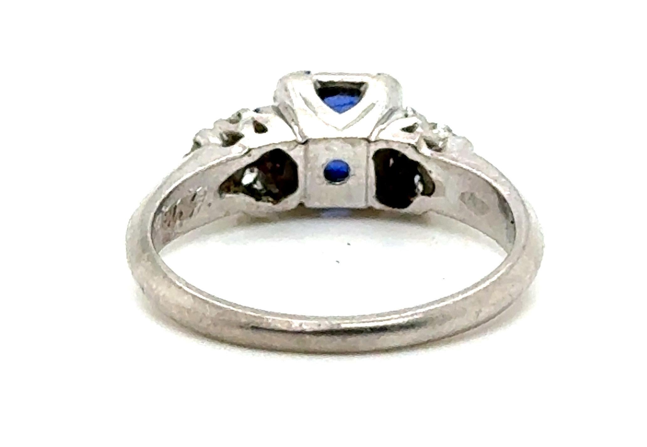 Anello di fidanzamento Art Deco con zaffiro e diamante da .72ct in platino antico KSK 1947 in vendita 1