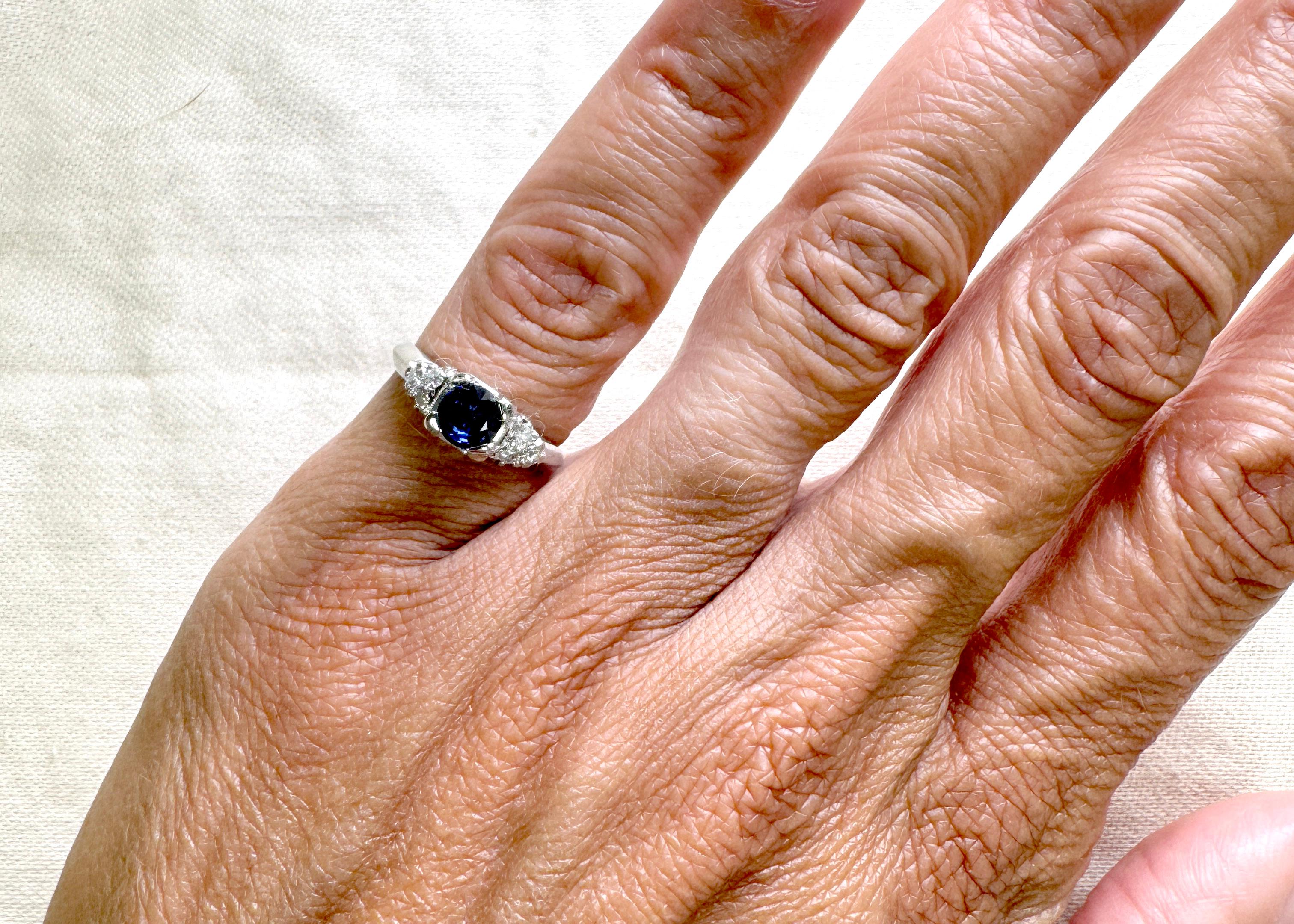 Anello di fidanzamento Art Deco con zaffiro e diamante da .72ct in platino antico KSK 1947 in vendita 2