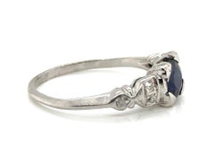 Art Deco Sapphire Diamond Engagement Ring .76ct Original 1930 Antique Platinum